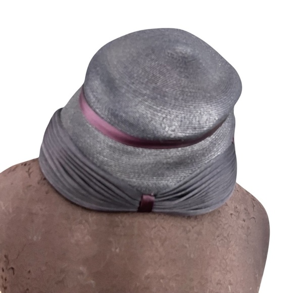 Vintage 1950s Navy Blue Woven Straw Hat Ribbon Detail OS - Picture 1 of 7